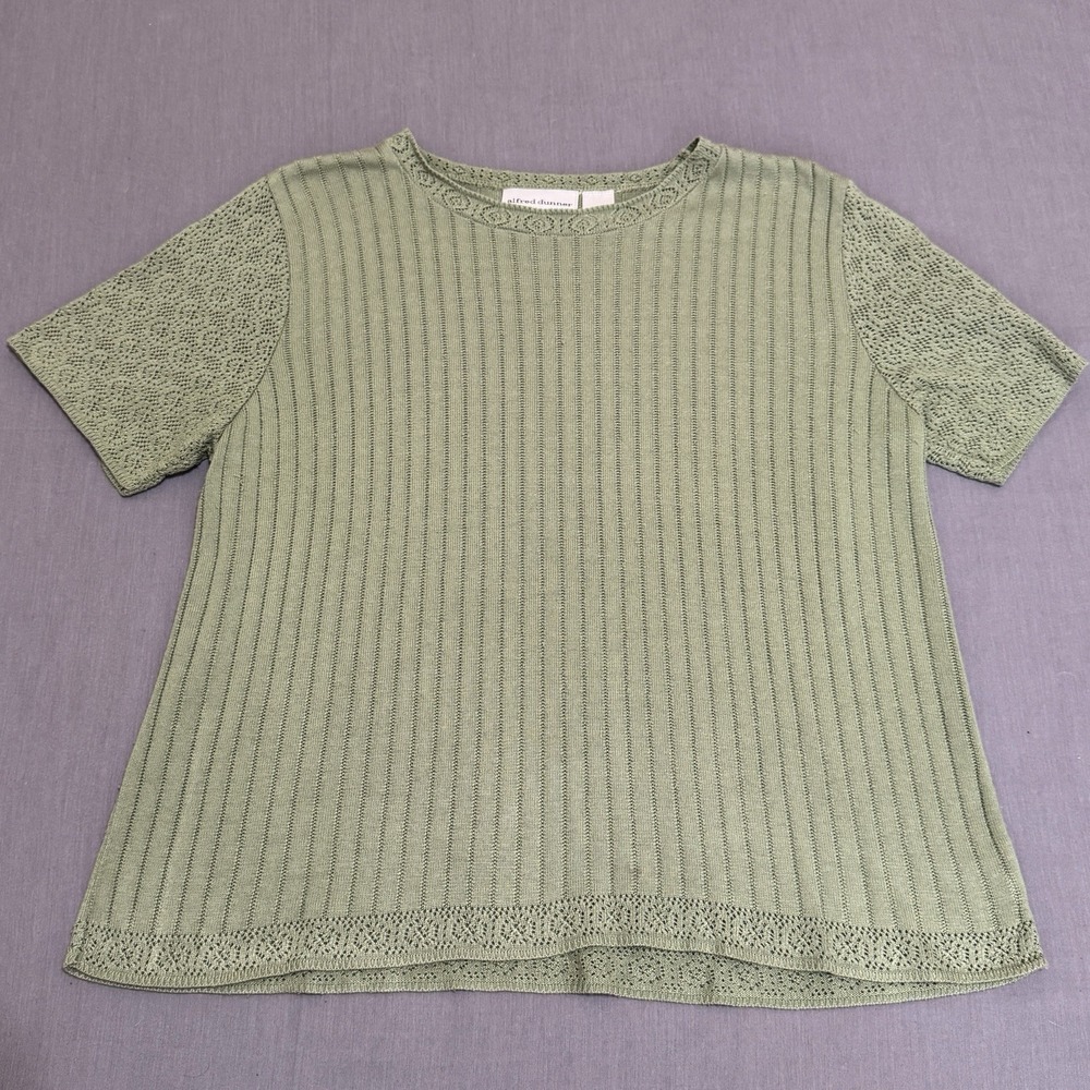 ALFRED DUNNER Women's Sage Green Knit Fairy Cottagecore Shirt Size XL Top